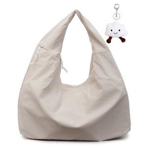 Tote Bag Slouchy Hobo Purse Nylon Handbag Solid Color Draped :|